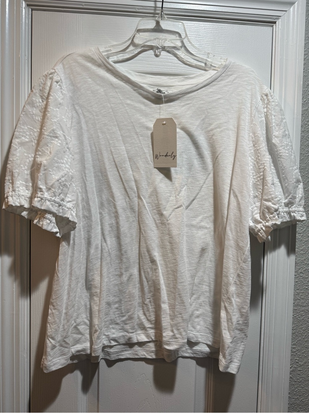 Wonderly White Short-Sleeve Lace Accent Tee